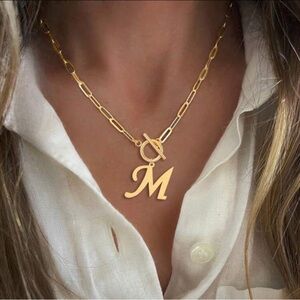 Gold M Initial Necklace